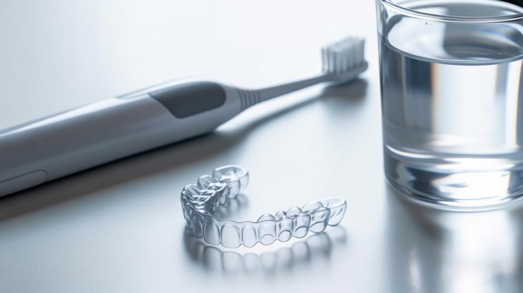 Eenvoudige mondhygiëne met een doorzichtige aligner beugel